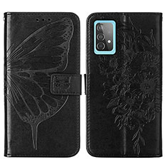 Funda de Cuero Cartera con Soporte Mariposa Carcasa Y01B para Samsung Galaxy A52 4G Negro