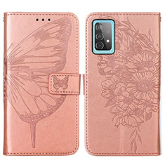 Funda de Cuero Cartera con Soporte Mariposa Carcasa Y01B para Samsung Galaxy A52 4G Oro Rosa