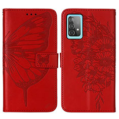 Funda de Cuero Cartera con Soporte Mariposa Carcasa Y01B para Samsung Galaxy A52 4G Rojo