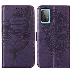 Funda de Cuero Cartera con Soporte Mariposa Carcasa Y01B para Samsung Galaxy A52 5G Morado