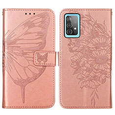 Funda de Cuero Cartera con Soporte Mariposa Carcasa Y01B para Samsung Galaxy A52s 5G Oro Rosa