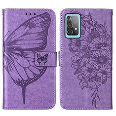 Funda de Cuero Cartera con Soporte Mariposa Carcasa Y01B para Samsung Galaxy A52s 5G Purpura Claro