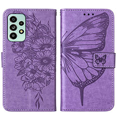 Funda de Cuero Cartera con Soporte Mariposa Carcasa Y01B para Samsung Galaxy A53 5G Purpura Claro