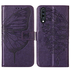 Funda de Cuero Cartera con Soporte Mariposa Carcasa Y01B para Samsung Galaxy A70S Morado