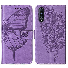 Funda de Cuero Cartera con Soporte Mariposa Carcasa Y01B para Samsung Galaxy A70S Purpura Claro