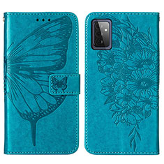 Funda de Cuero Cartera con Soporte Mariposa Carcasa Y01B para Samsung Galaxy A72 4G Azul