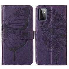 Funda de Cuero Cartera con Soporte Mariposa Carcasa Y01B para Samsung Galaxy A72 4G Morado