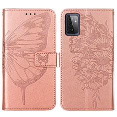 Funda de Cuero Cartera con Soporte Mariposa Carcasa Y01B para Samsung Galaxy A72 5G Oro Rosa