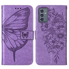 Funda de Cuero Cartera con Soporte Mariposa Carcasa Y01B para Samsung Galaxy A82 5G Purpura Claro