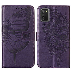 Funda de Cuero Cartera con Soporte Mariposa Carcasa Y01B para Samsung Galaxy F02S SM-E025F Morado