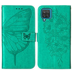 Funda de Cuero Cartera con Soporte Mariposa Carcasa Y01B para Samsung Galaxy F12 Verde