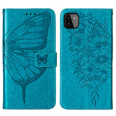 Funda de Cuero Cartera con Soporte Mariposa Carcasa Y01B para Samsung Galaxy F42 5G Azul