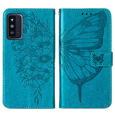 Funda de Cuero Cartera con Soporte Mariposa Carcasa Y01B para Samsung Galaxy F52 5G Azul