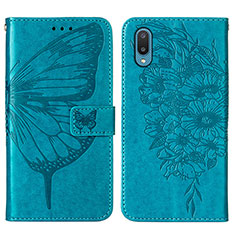 Funda de Cuero Cartera con Soporte Mariposa Carcasa Y01B para Samsung Galaxy M02 Azul