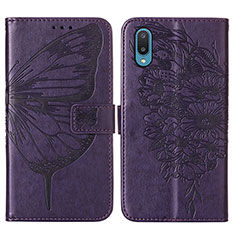 Funda de Cuero Cartera con Soporte Mariposa Carcasa Y01B para Samsung Galaxy M02 Morado