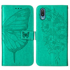 Funda de Cuero Cartera con Soporte Mariposa Carcasa Y01B para Samsung Galaxy M02 Verde