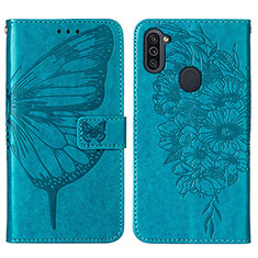 Funda de Cuero Cartera con Soporte Mariposa Carcasa Y01B para Samsung Galaxy M11 Azul