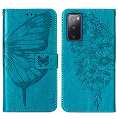 Funda de Cuero Cartera con Soporte Mariposa Carcasa Y01B para Samsung Galaxy S20 FE 4G Azul