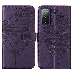 Funda de Cuero Cartera con Soporte Mariposa Carcasa Y01B para Samsung Galaxy S20 FE 4G Morado