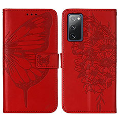 Funda de Cuero Cartera con Soporte Mariposa Carcasa Y01B para Samsung Galaxy S20 FE 4G Rojo