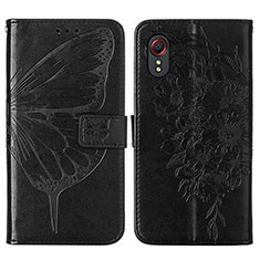 Funda de Cuero Cartera con Soporte Mariposa Carcasa Y01B para Samsung Galaxy XCover 5 SM-G525F Negro