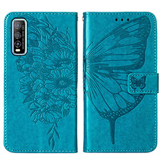 Funda de Cuero Cartera con Soporte Mariposa Carcasa Y01B para Vivo iQOO U1 Azul