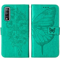 Funda de Cuero Cartera con Soporte Mariposa Carcasa Y01B para Vivo iQOO U1 Verde