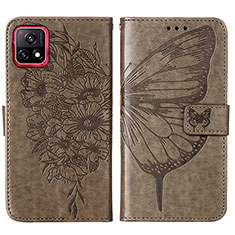 Funda de Cuero Cartera con Soporte Mariposa Carcasa Y01B para Vivo iQOO U3 5G Gris