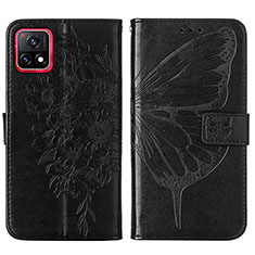 Funda de Cuero Cartera con Soporte Mariposa Carcasa Y01B para Vivo iQOO U3 5G Negro