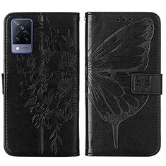 Funda de Cuero Cartera con Soporte Mariposa Carcasa Y01B para Vivo V21 5G Negro