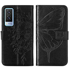 Funda de Cuero Cartera con Soporte Mariposa Carcasa Y01B para Vivo V21e 5G Negro