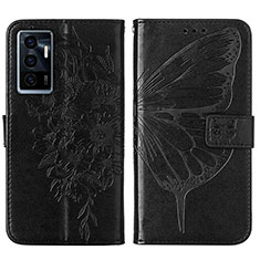 Funda de Cuero Cartera con Soporte Mariposa Carcasa Y01B para Vivo V23e 5G Negro