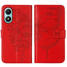 Funda de Cuero Cartera con Soporte Mariposa Carcasa Y01B para Vivo Y02S Rojo