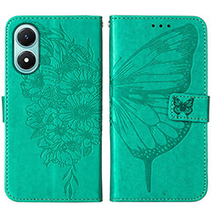 Funda de Cuero Cartera con Soporte Mariposa Carcasa Y01B para Vivo Y02S Verde