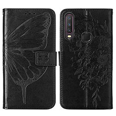 Funda de Cuero Cartera con Soporte Mariposa Carcasa Y01B para Vivo Y17 Negro