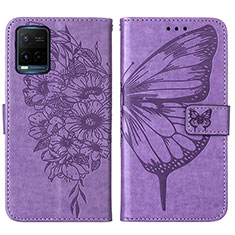 Funda de Cuero Cartera con Soporte Mariposa Carcasa Y01B para Vivo Y21e Purpura Claro