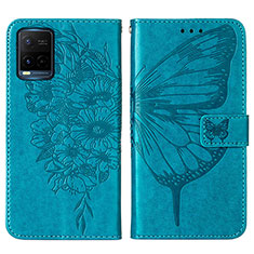 Funda de Cuero Cartera con Soporte Mariposa Carcasa Y01B para Vivo Y21G Azul