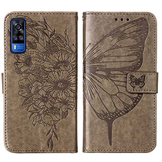 Funda de Cuero Cartera con Soporte Mariposa Carcasa Y01B para Vivo Y31 (2021) Gris