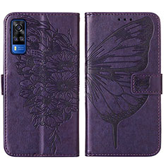 Funda de Cuero Cartera con Soporte Mariposa Carcasa Y01B para Vivo Y51A Morado