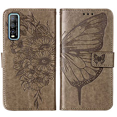 Funda de Cuero Cartera con Soporte Mariposa Carcasa Y01B para Vivo Y51s 5G Gris