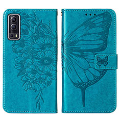 Funda de Cuero Cartera con Soporte Mariposa Carcasa Y01B para Vivo Y52 5G Azul