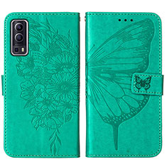 Funda de Cuero Cartera con Soporte Mariposa Carcasa Y01B para Vivo Y52 5G Verde