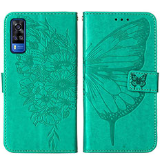 Funda de Cuero Cartera con Soporte Mariposa Carcasa Y01B para Vivo Y53s NFC Verde