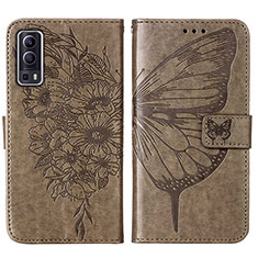 Funda de Cuero Cartera con Soporte Mariposa Carcasa Y01B para Vivo Y72 5G Gris