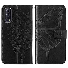 Funda de Cuero Cartera con Soporte Mariposa Carcasa Y01B para Vivo Y72 5G Negro