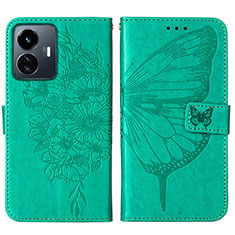 Funda de Cuero Cartera con Soporte Mariposa Carcasa Y01B para Vivo Y77e t1 Verde