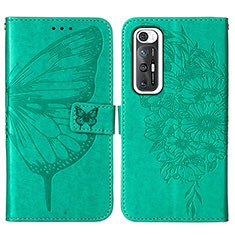 Funda de Cuero Cartera con Soporte Mariposa Carcasa Y01B para Xiaomi Mi 10S 5G Verde