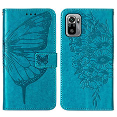Funda de Cuero Cartera con Soporte Mariposa Carcasa Y01B para Xiaomi Poco M5S Azul