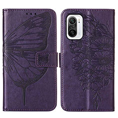 Funda de Cuero Cartera con Soporte Mariposa Carcasa Y01B para Xiaomi Redmi K40 5G Morado