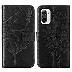 Funda de Cuero Cartera con Soporte Mariposa Carcasa Y01B para Xiaomi Redmi K40 5G Negro